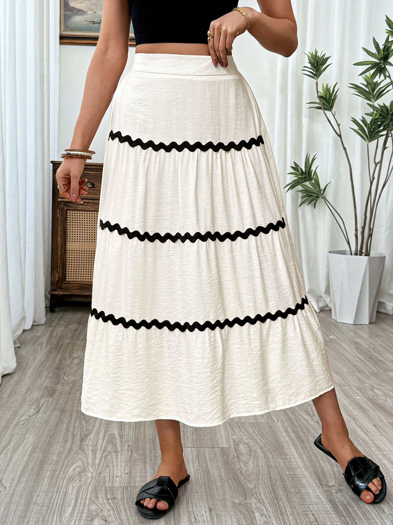 Tiered Flowy Midi Skirt