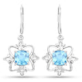 5.30 Carat Genuine Swiss Blue Topaz .925 Sterling Silver Earrings