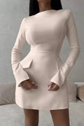 Long-Sleeve Mini Dress with Flap Pockets