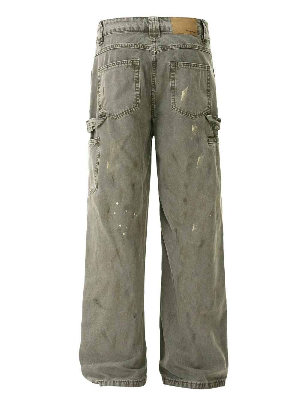 Men's Vintage Washed Paint Splatter Wide Leg Jeans