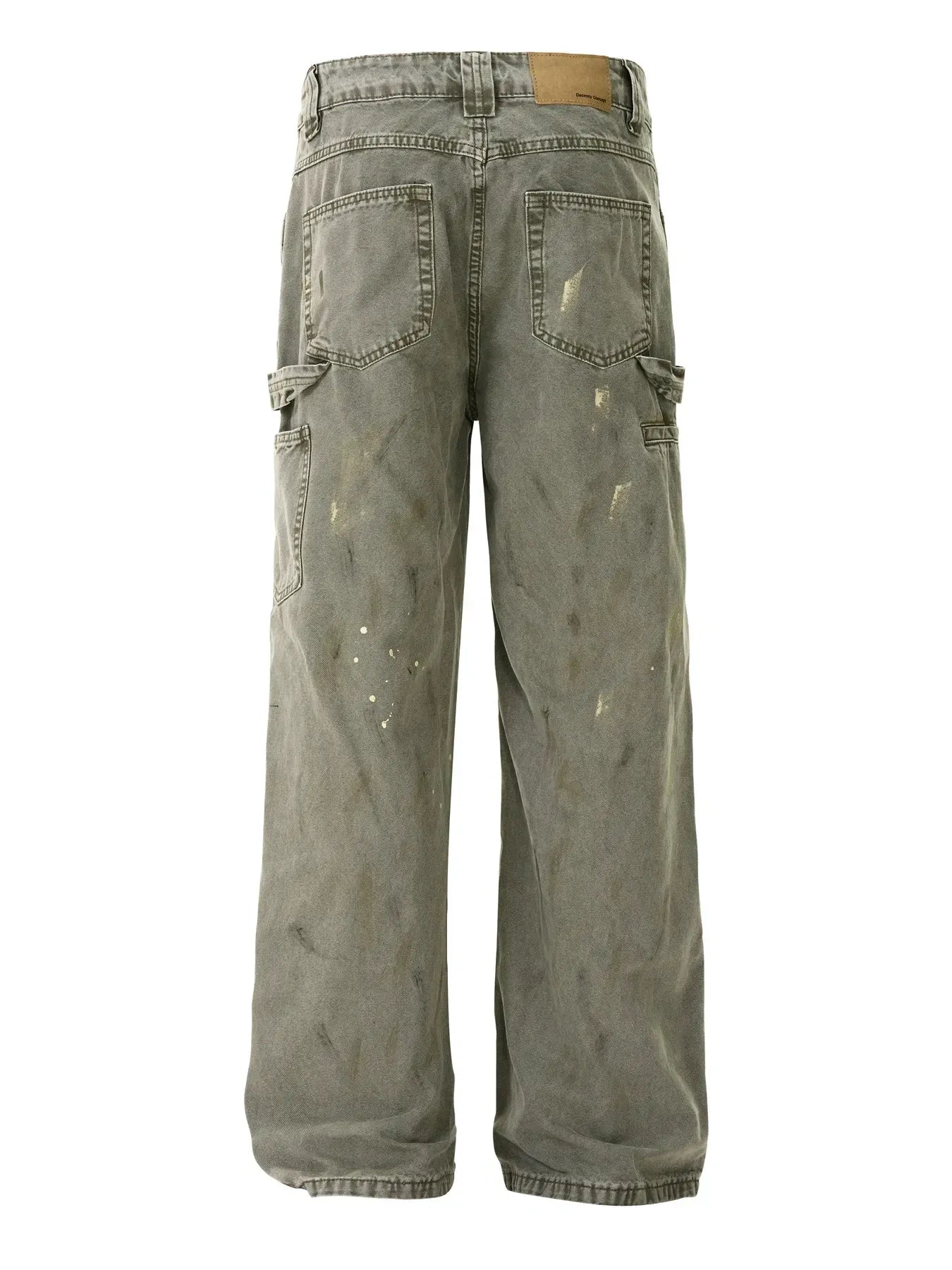 Men's Vintage Washed Paint Splatter Wide Leg Jeans