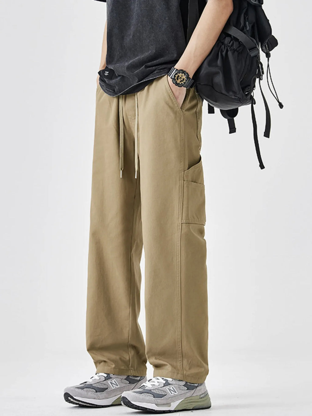 Men's Plus Size Drawstring Wide Leg Pants