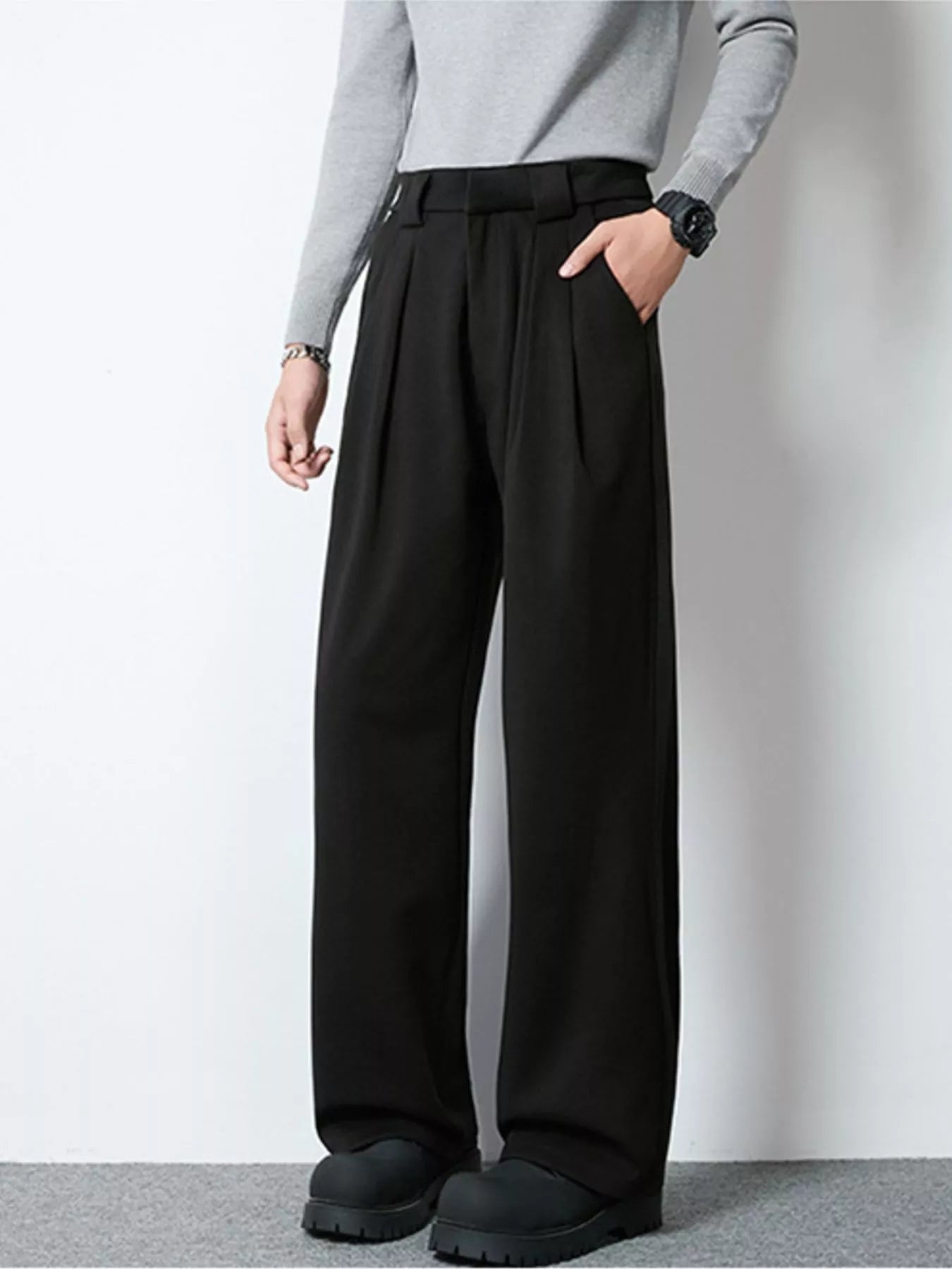 Men's Full Size Wide Leg Pleated Dress Pants Plus Size