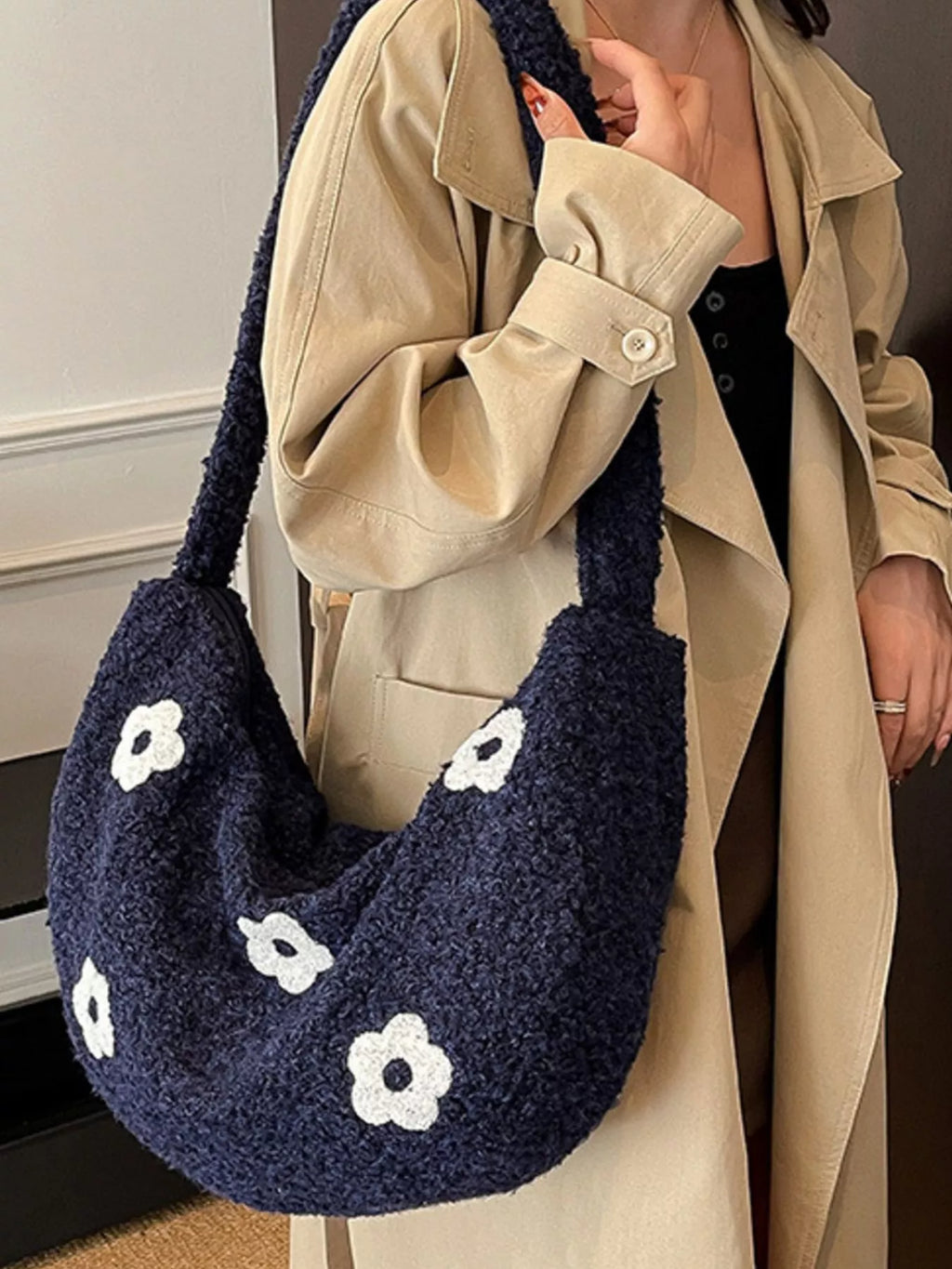 Floral Plush Crossbody Bag