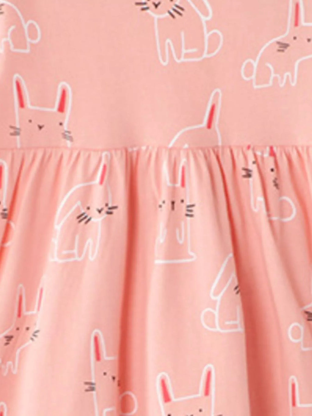 Children's Cute Rabbit Print Round Neck Dress