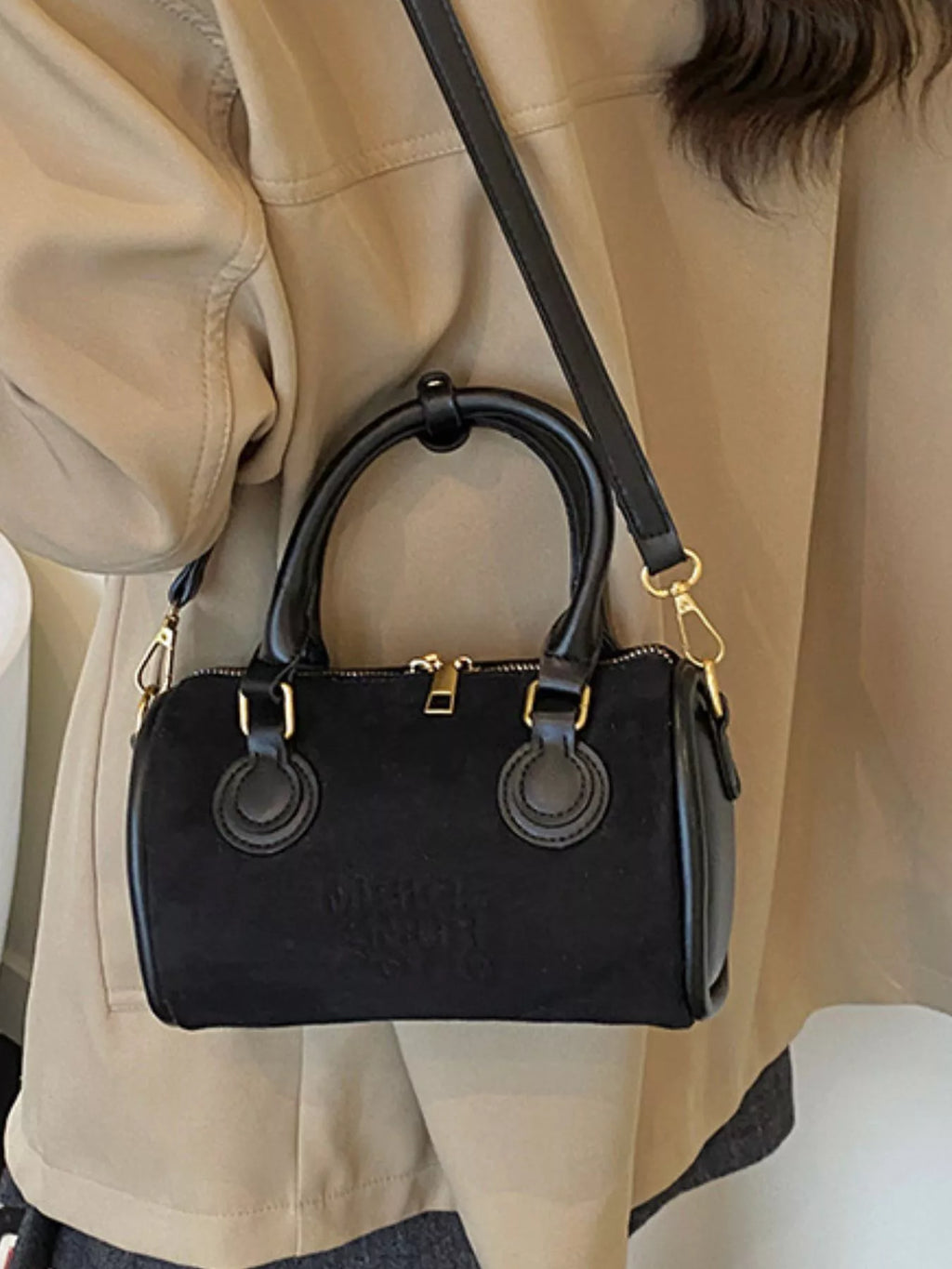 Barrel Crossbody Bag with Top Handle