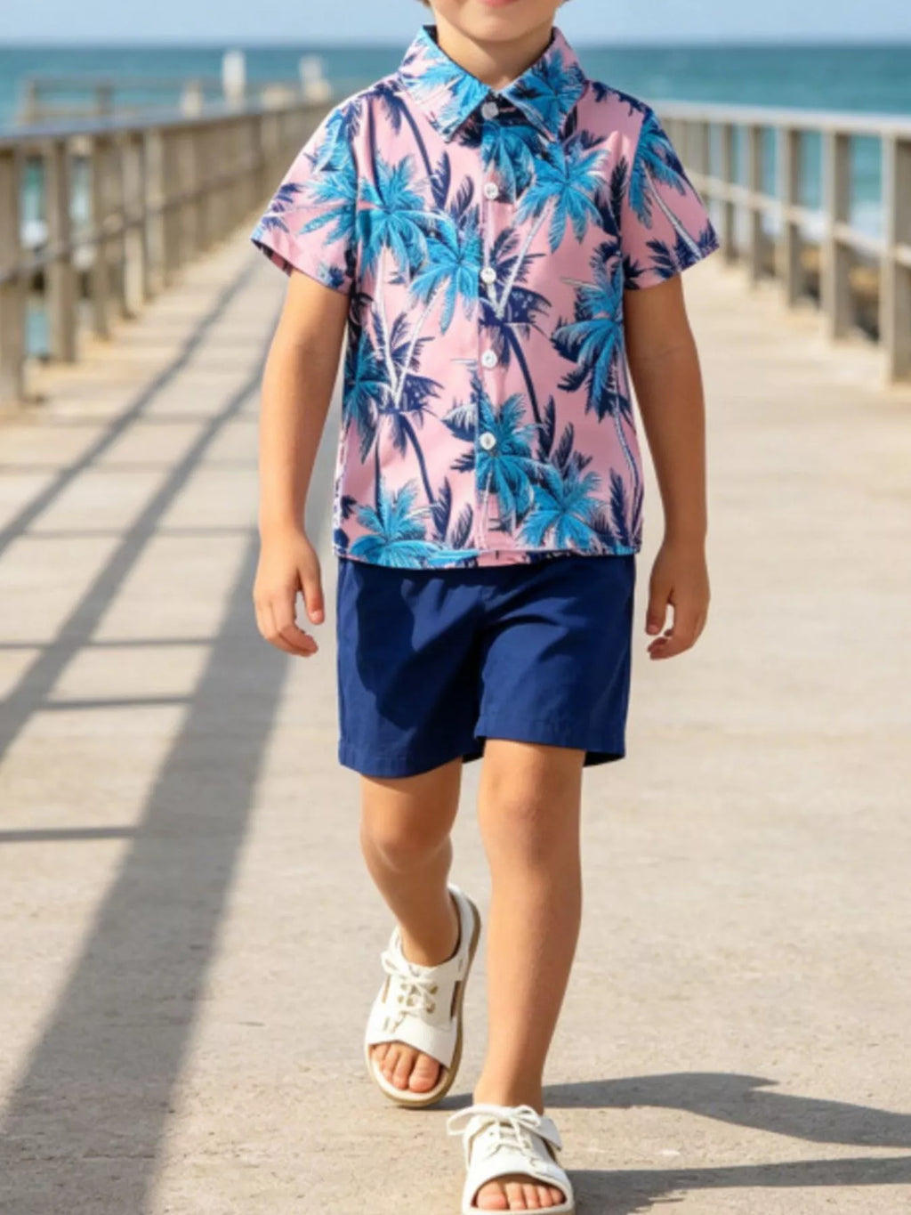 Children's Tropical Print Shirt and Shorts Set