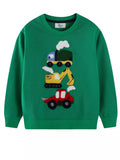 Children's Cartoon Vehicle Crew Neck Sweatshirt