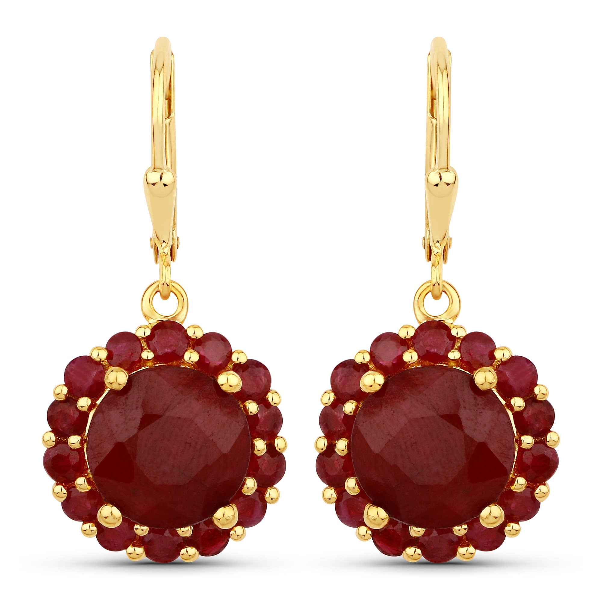 11.37 Carat Dyed Ruby and Ruby .925 Sterling Silver Earrings