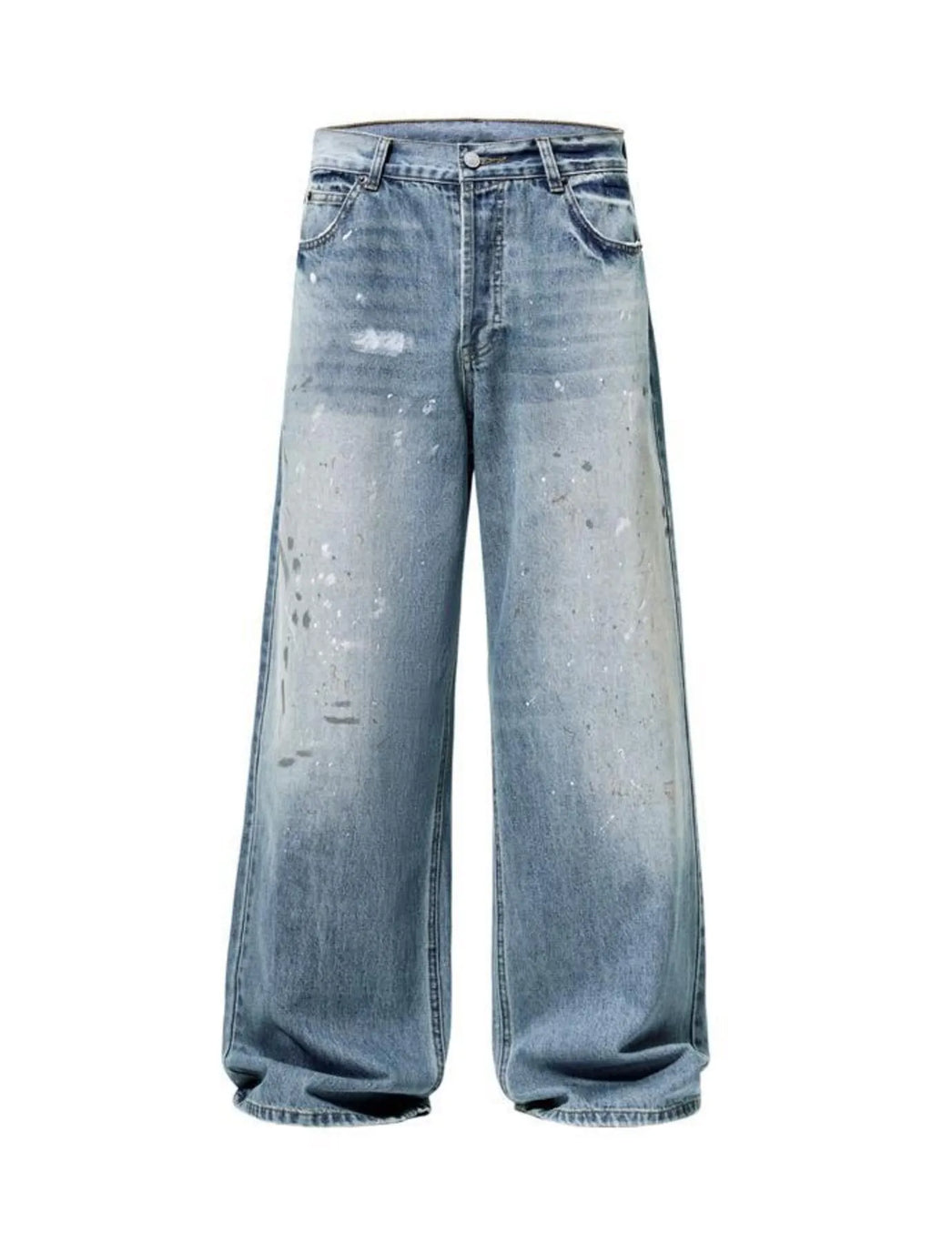 Men's Distressed Button Fly Wide Leg Jeans