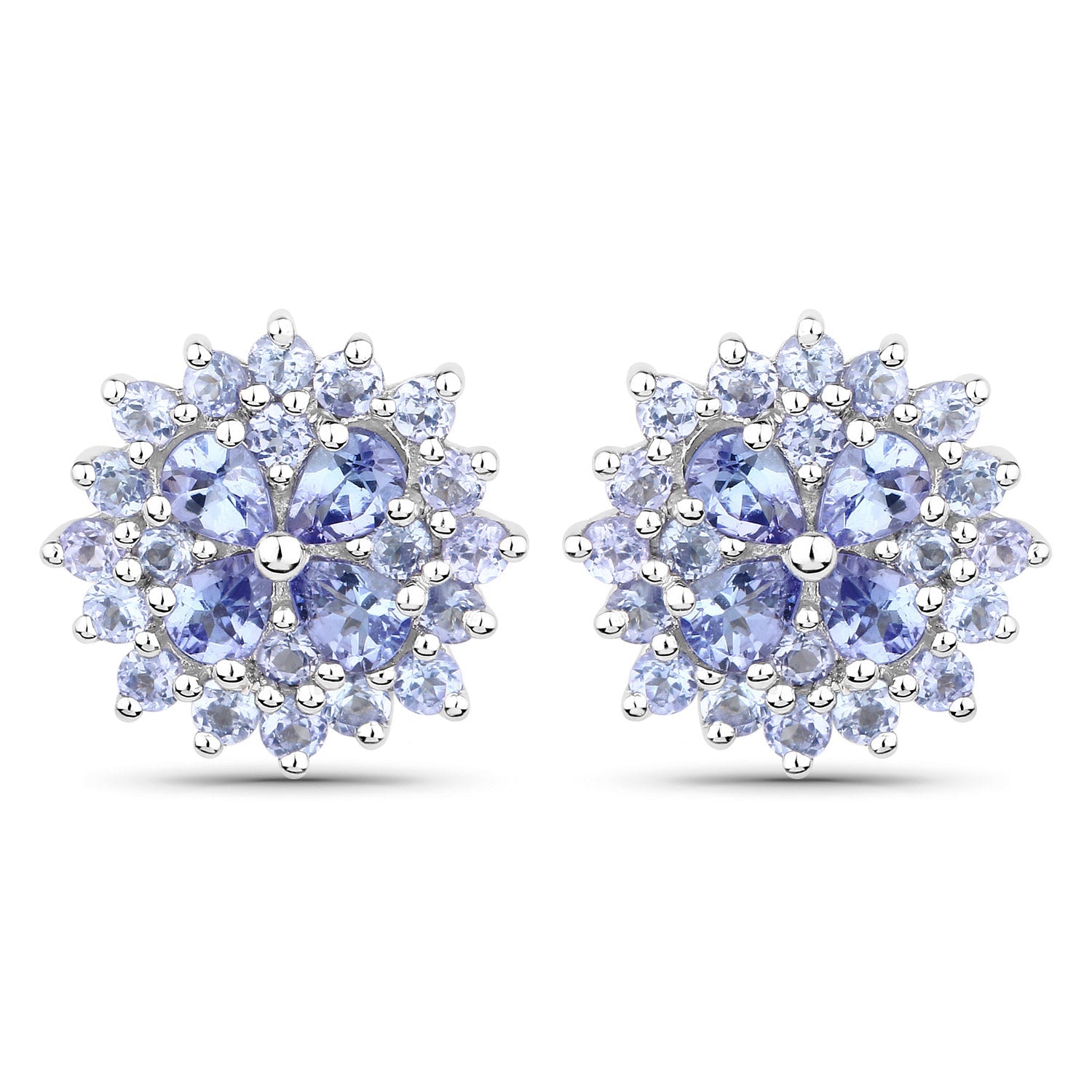 2.52 Carat Genuine Tanzanite .925 Sterling Silver Earrings