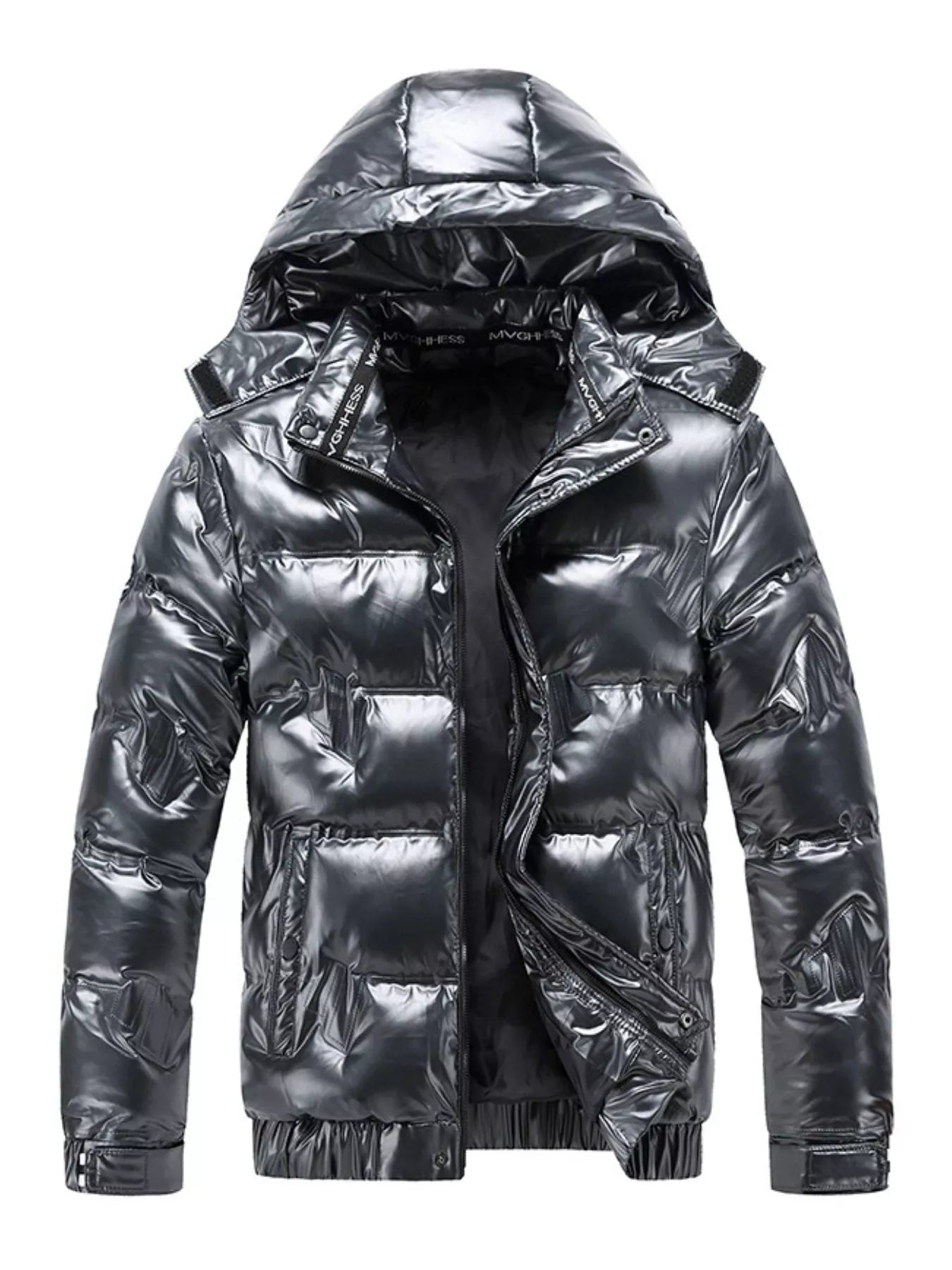 Men's Plus Size Zip Up Hooded Puffer Jacket