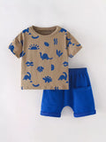 Children's Dinosaur Round Neck Top and Shorts Set