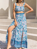 Square Neck Wide Strap Top and Skirt Set