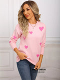 Valentine's Day Heart Print Round Neck Sweater