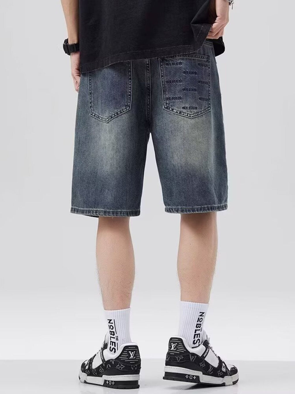 Men's Plus Size Distressed Denim Shorts