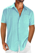 Men's Full Size Casual Short Sleeve Button Down Shirt Plus Size