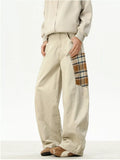 Men's Full Size Wide Leg Patchwork Casual Pants Plus Size
