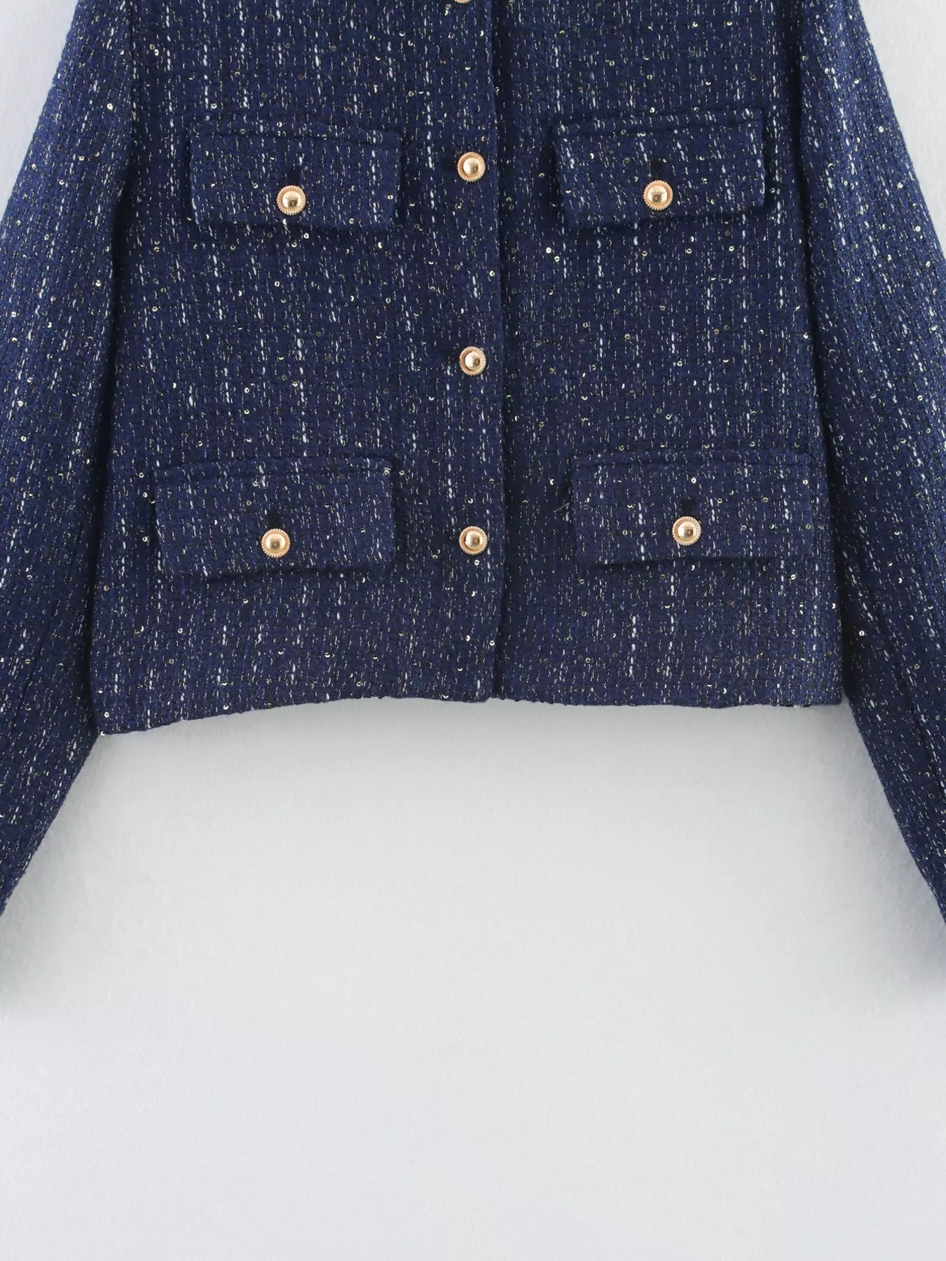 Tweed Button Up Cropped Outerwear