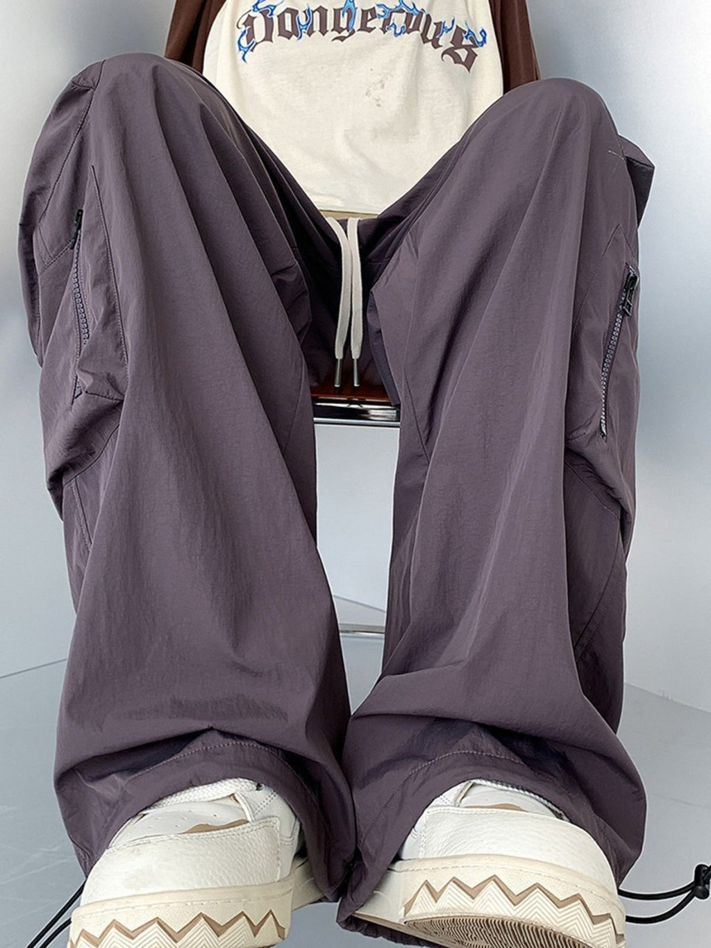 Men's Plus Size Loose Fit Cargo Pants with Drawstring