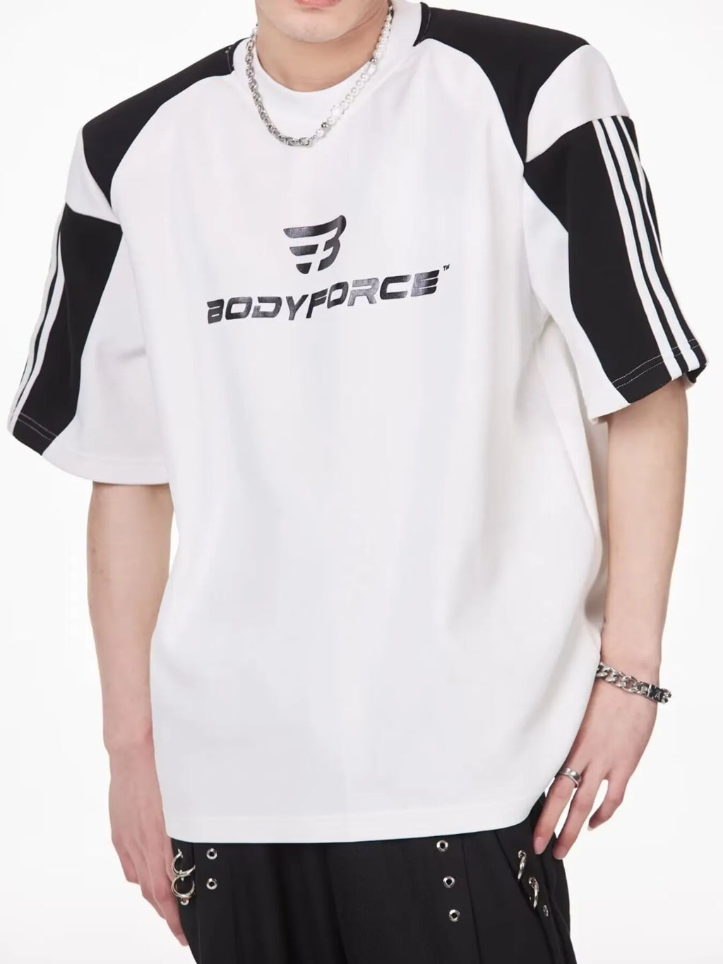 Men's Full Size Contrast Panels Round Neck T-Shirt Plus Size