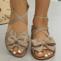 Bow-Decor Crisscross Ankle Strap Sandals