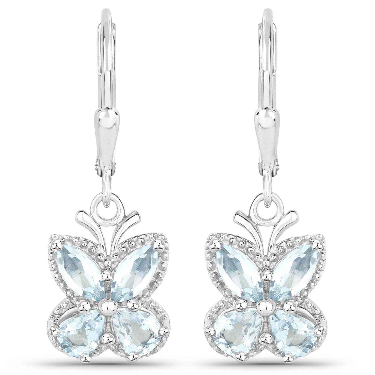 1.76 Carat Genuine Aquamarine .925 Sterling Silver Earrings