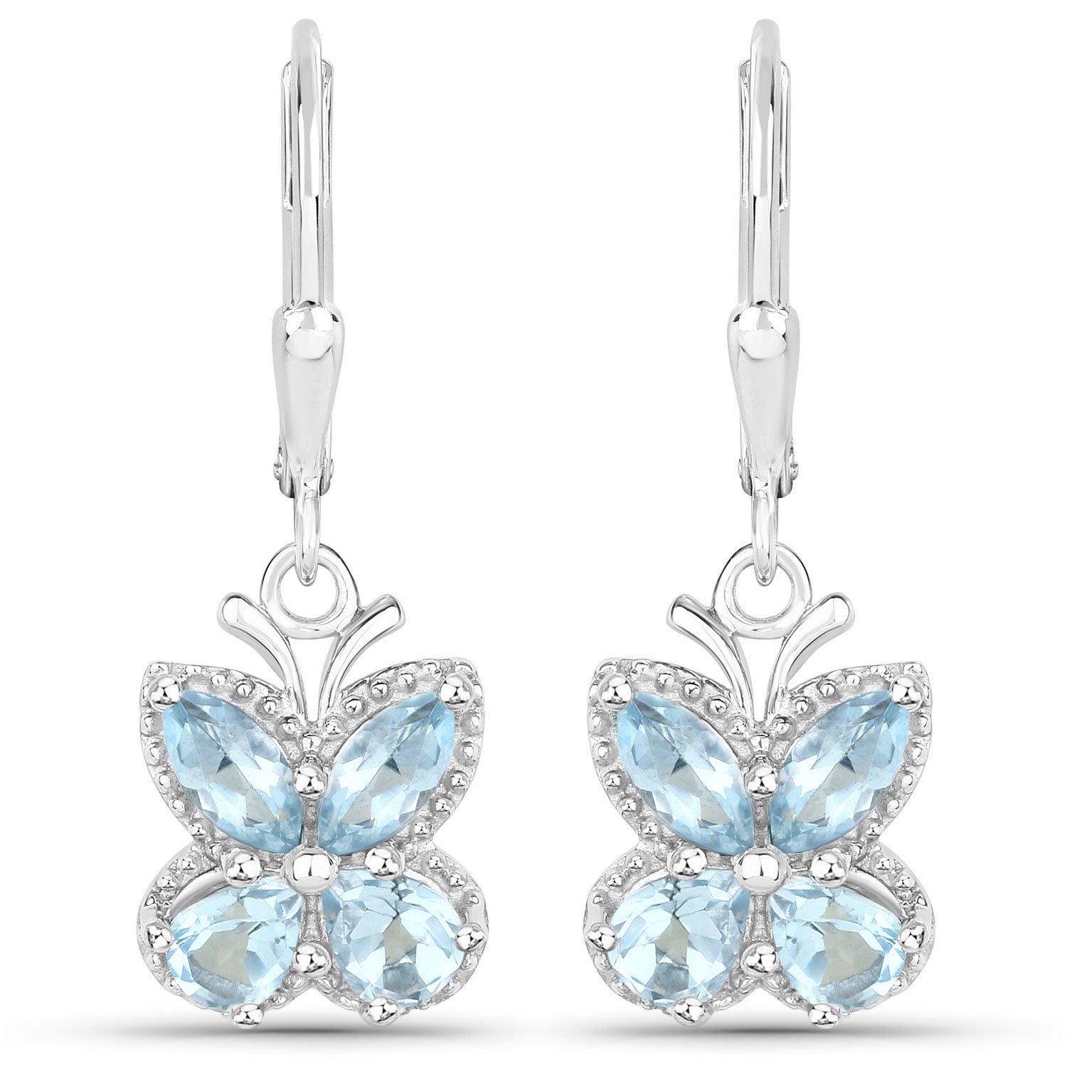 2.60 Carat Genuine Blue Topaz .925 Sterling Silver Earrings