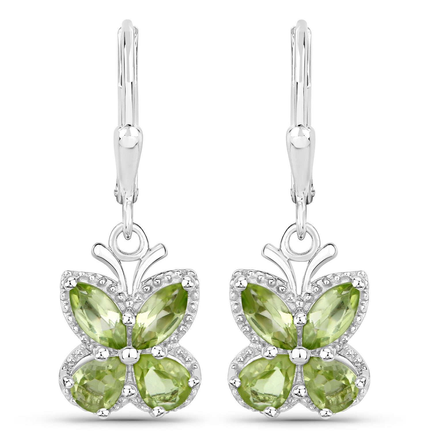 2.28 Carat Genuine Peridot .925 Sterling Silver Earrings