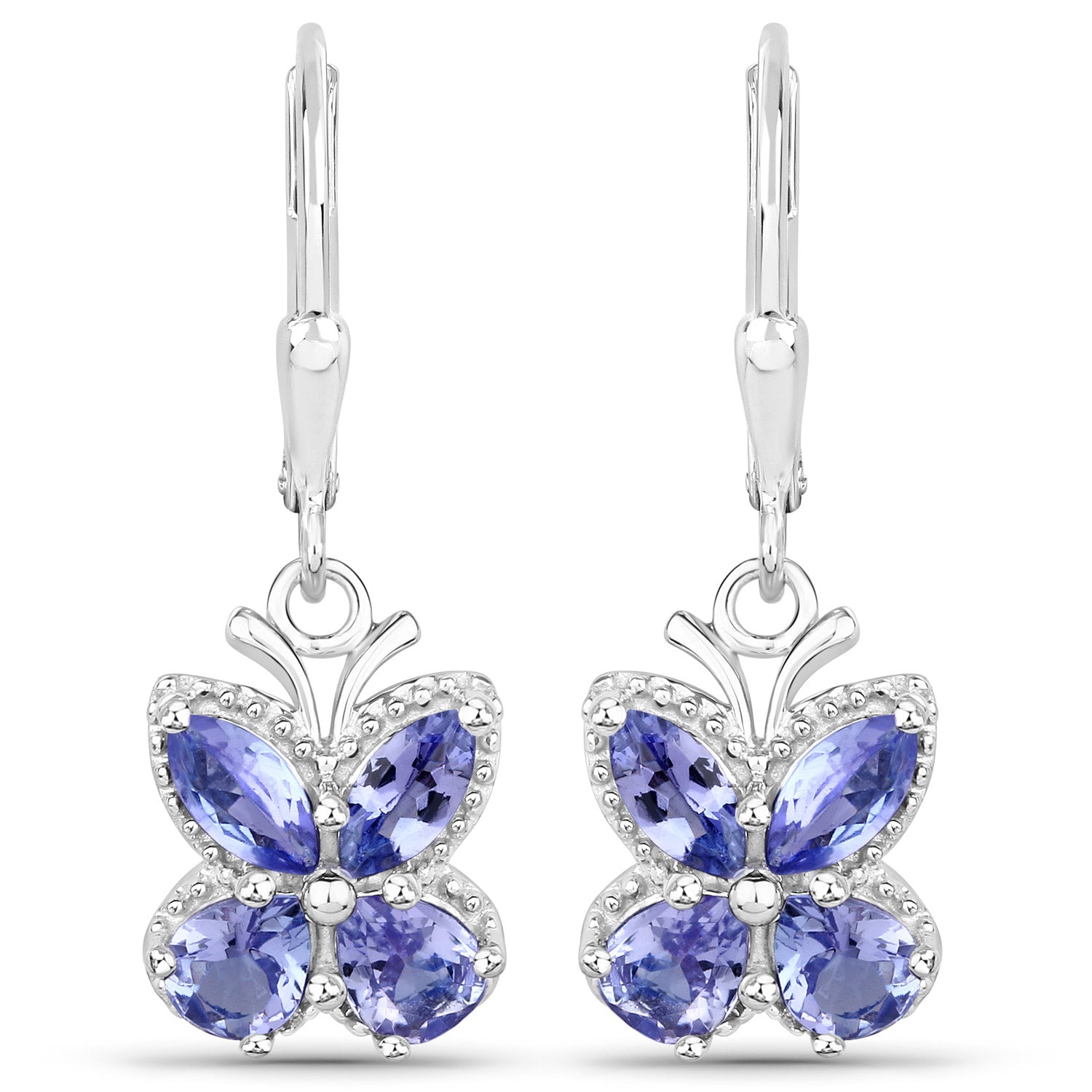 2.08 Carat Genuine Tanzanite .925 Sterling Silver Earrings