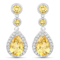 7.06 Carat Genuine Citrine and White Topaz .925 Sterling Silver Earrings