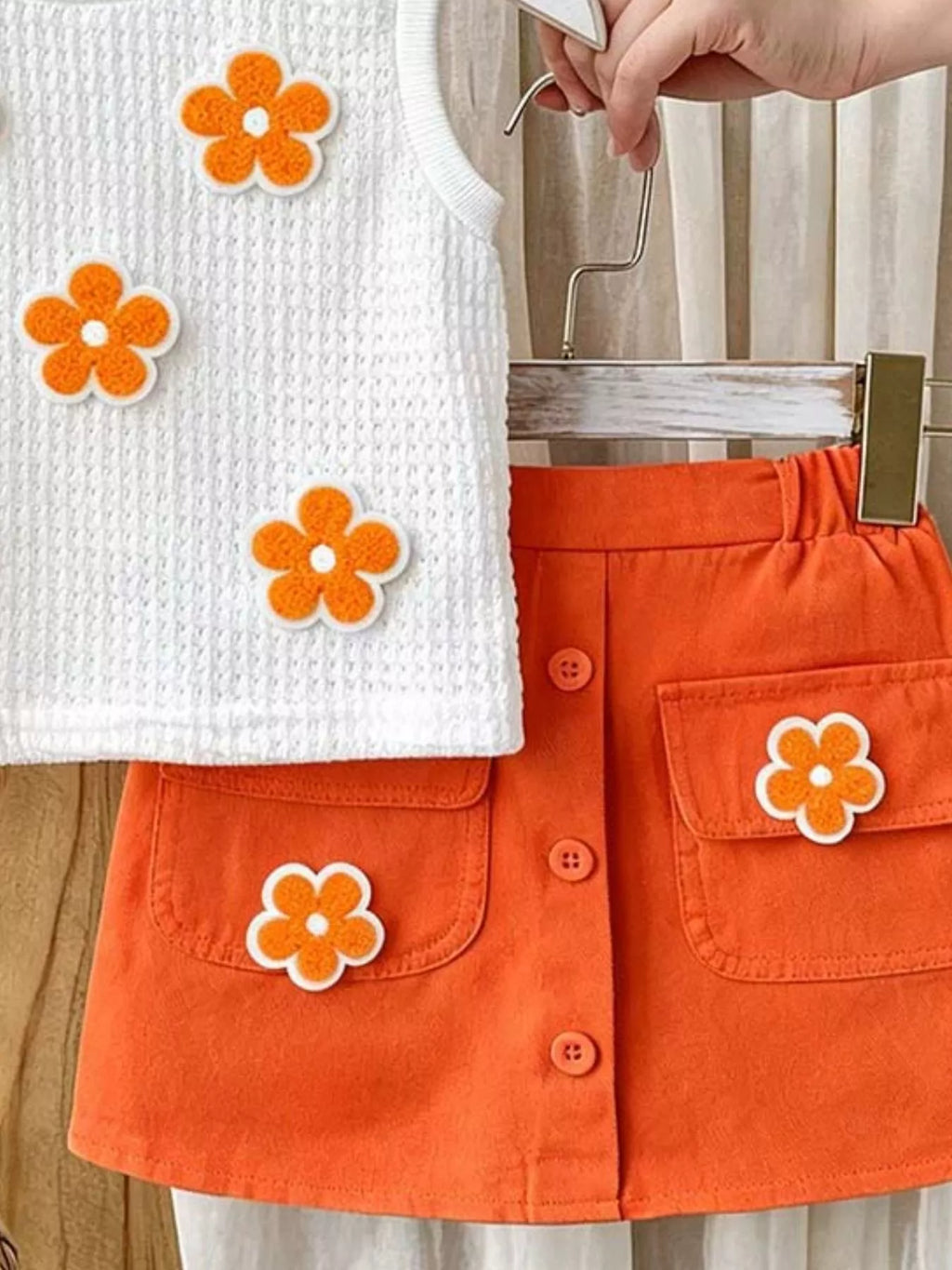 Children's Flower Sleeveless Top and Skirt Set