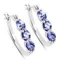 1.99 ct. Genuine Tanzanite and White Diamond .925 Sterling Silver Earrings