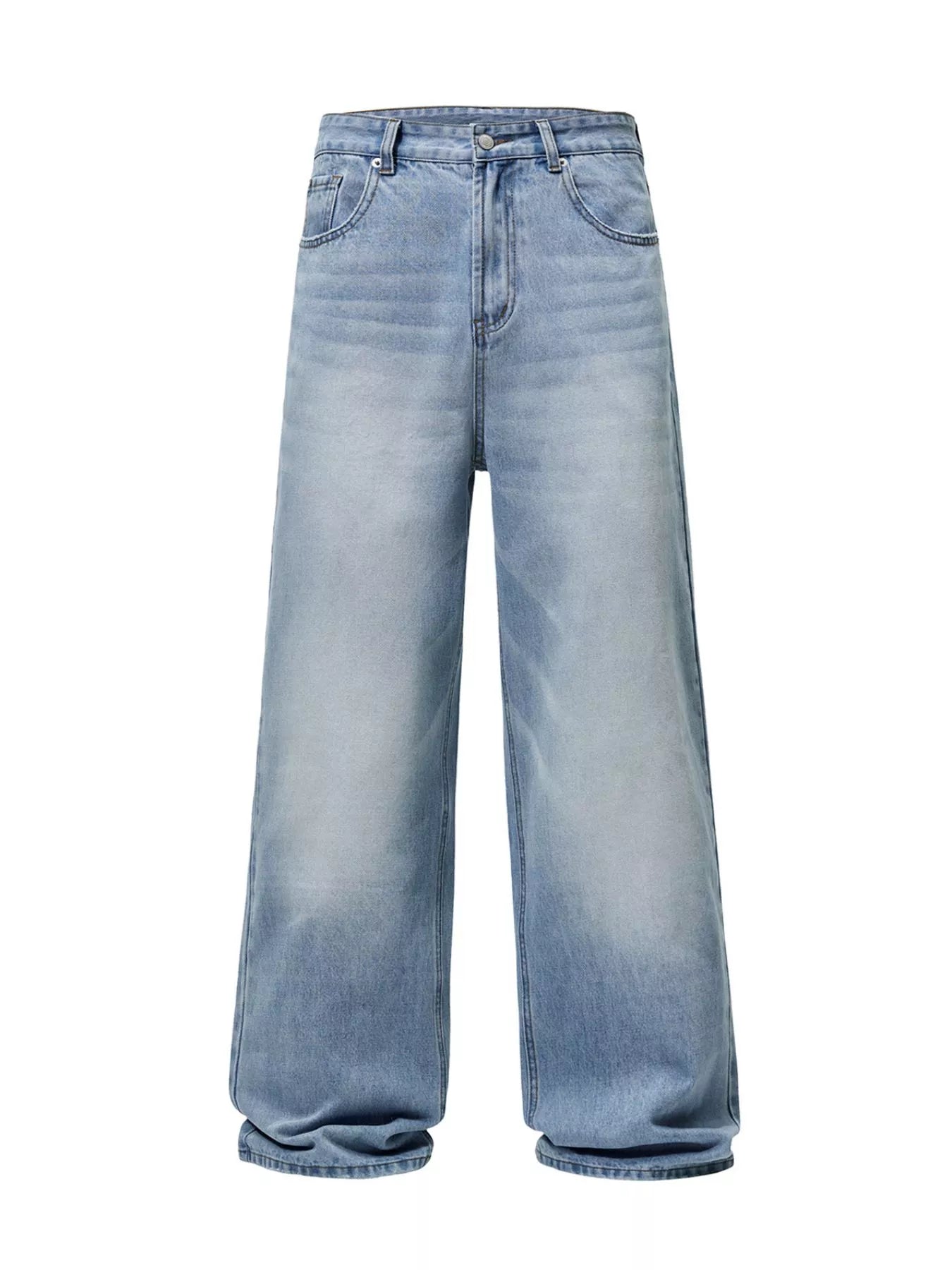 Men's Full Size Wash Wide Leg Jeans Plus Size