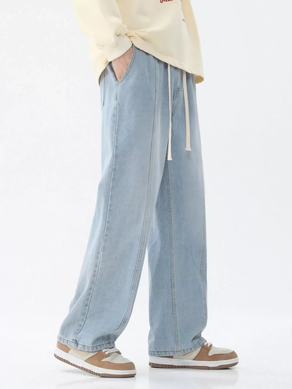 Men's Full Size Drawstring Wide Leg Jeans Plus Size