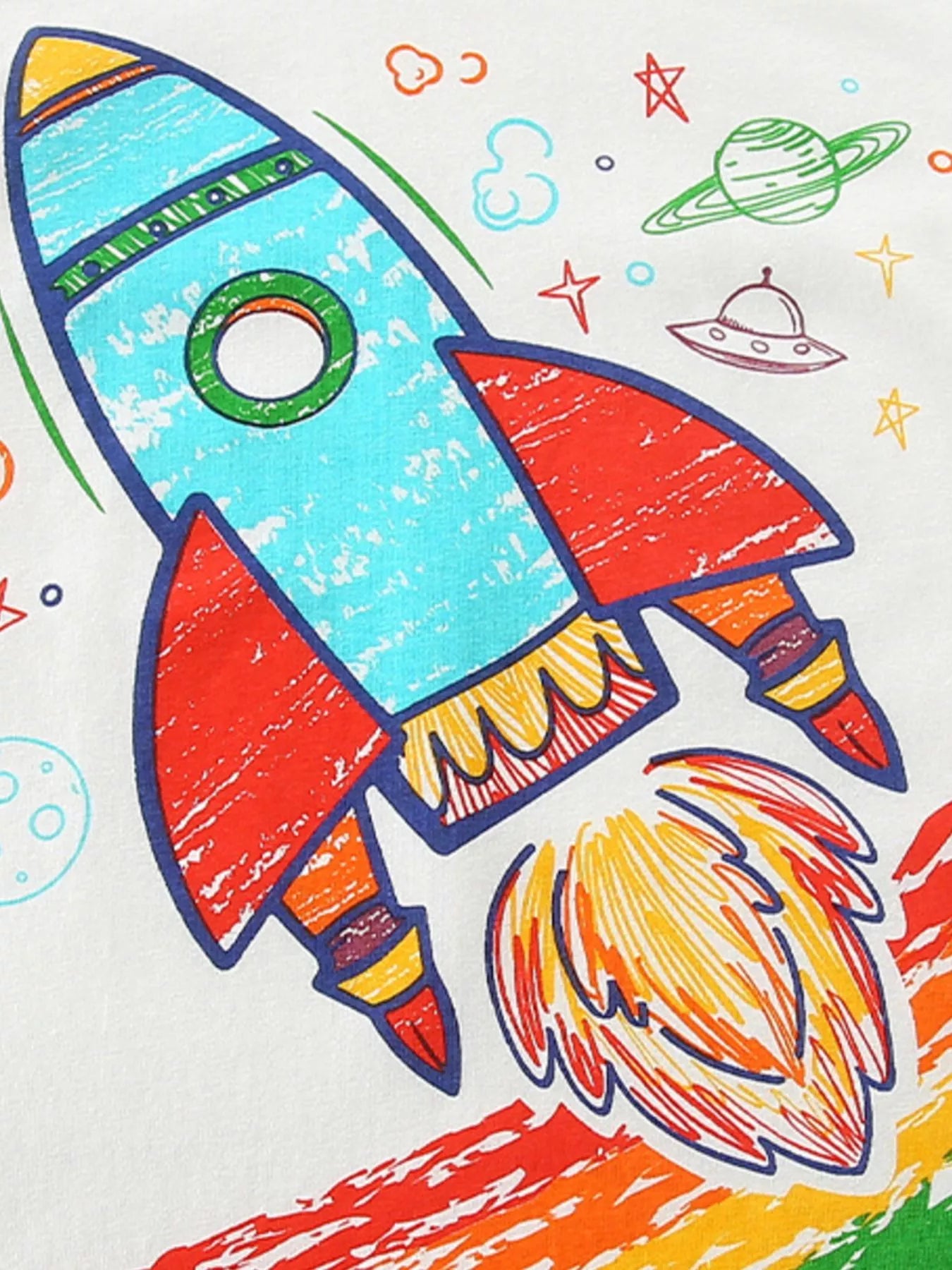 Children's Rocket Rainbow Graphic Short Sleeve T-Shirt