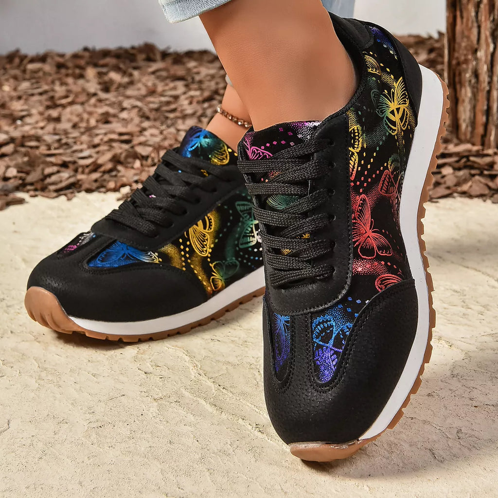 Butterfly Print Casual Sneakers