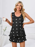 Heart Scoop Neck Tank and Shorts Lounge Set
