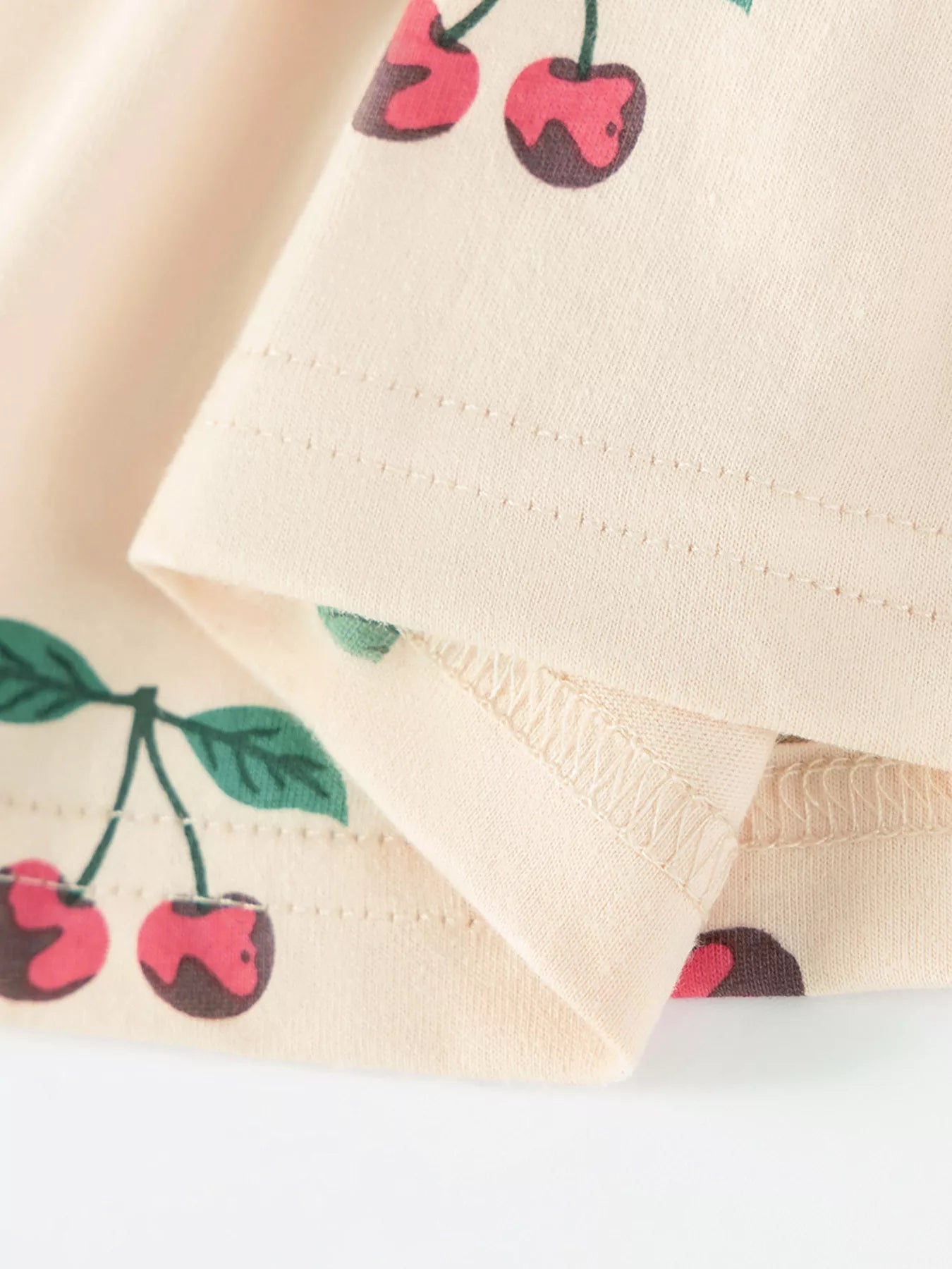 Children's Cherry Print Ruffle Neck Dress