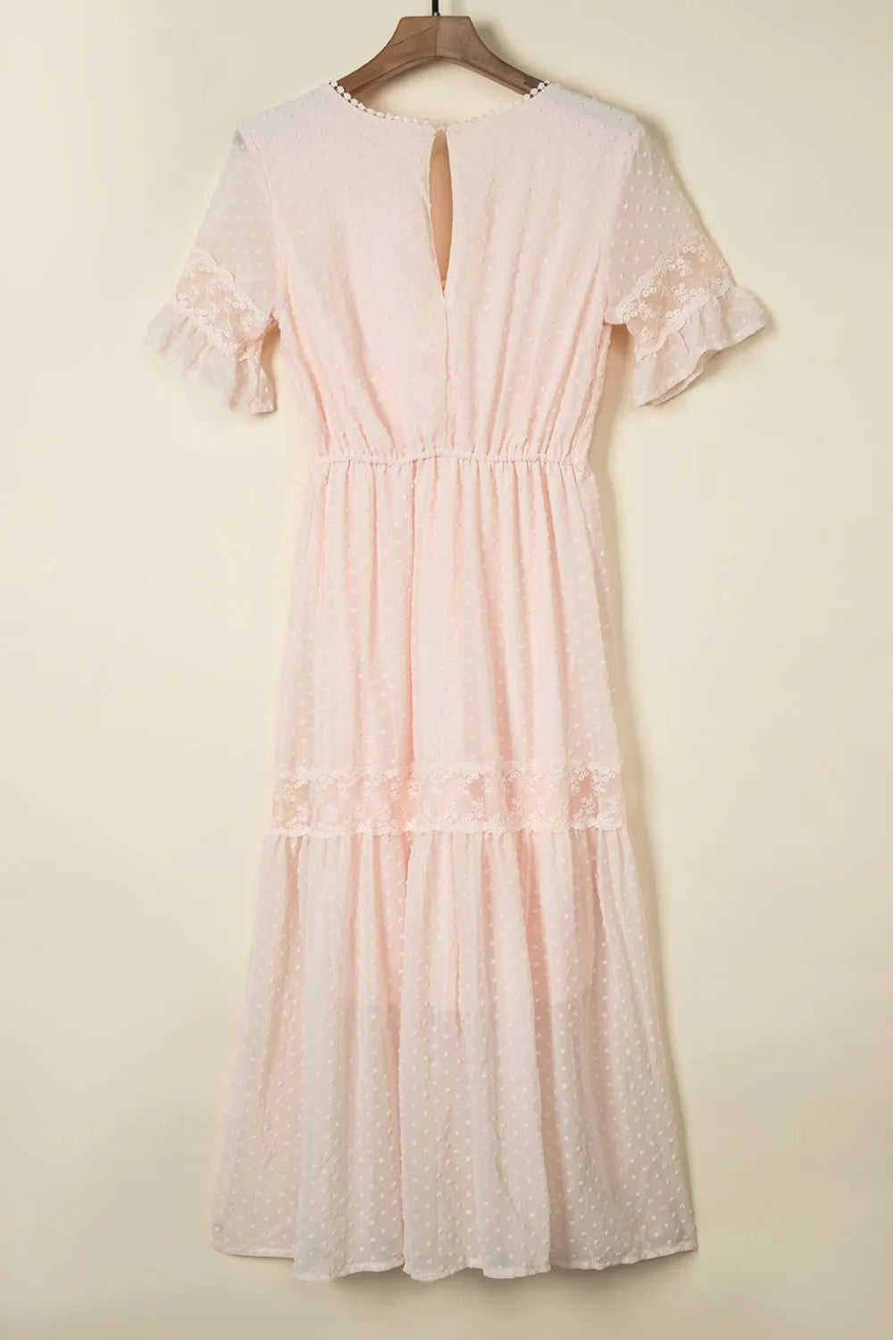Polka Dot V-Neck Ruffle Midi Dress