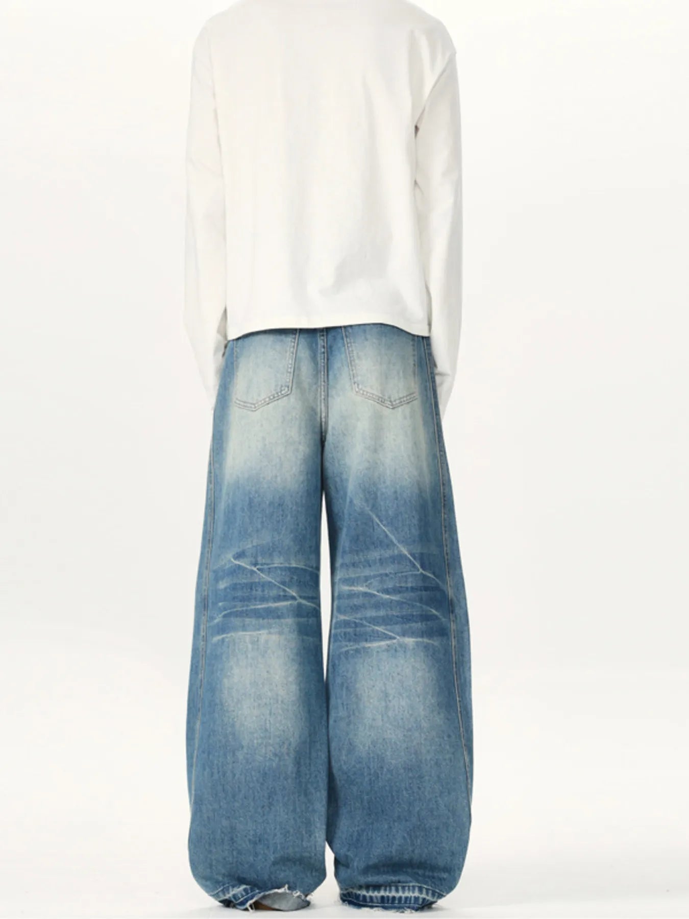Men's Washed Wide Leg Jeans