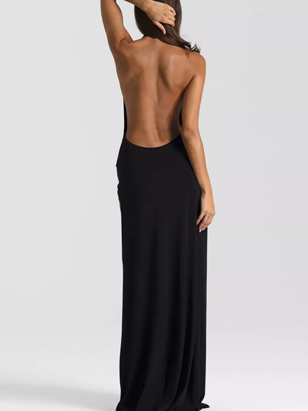 Split Backless Halter Neck Maxi Dress