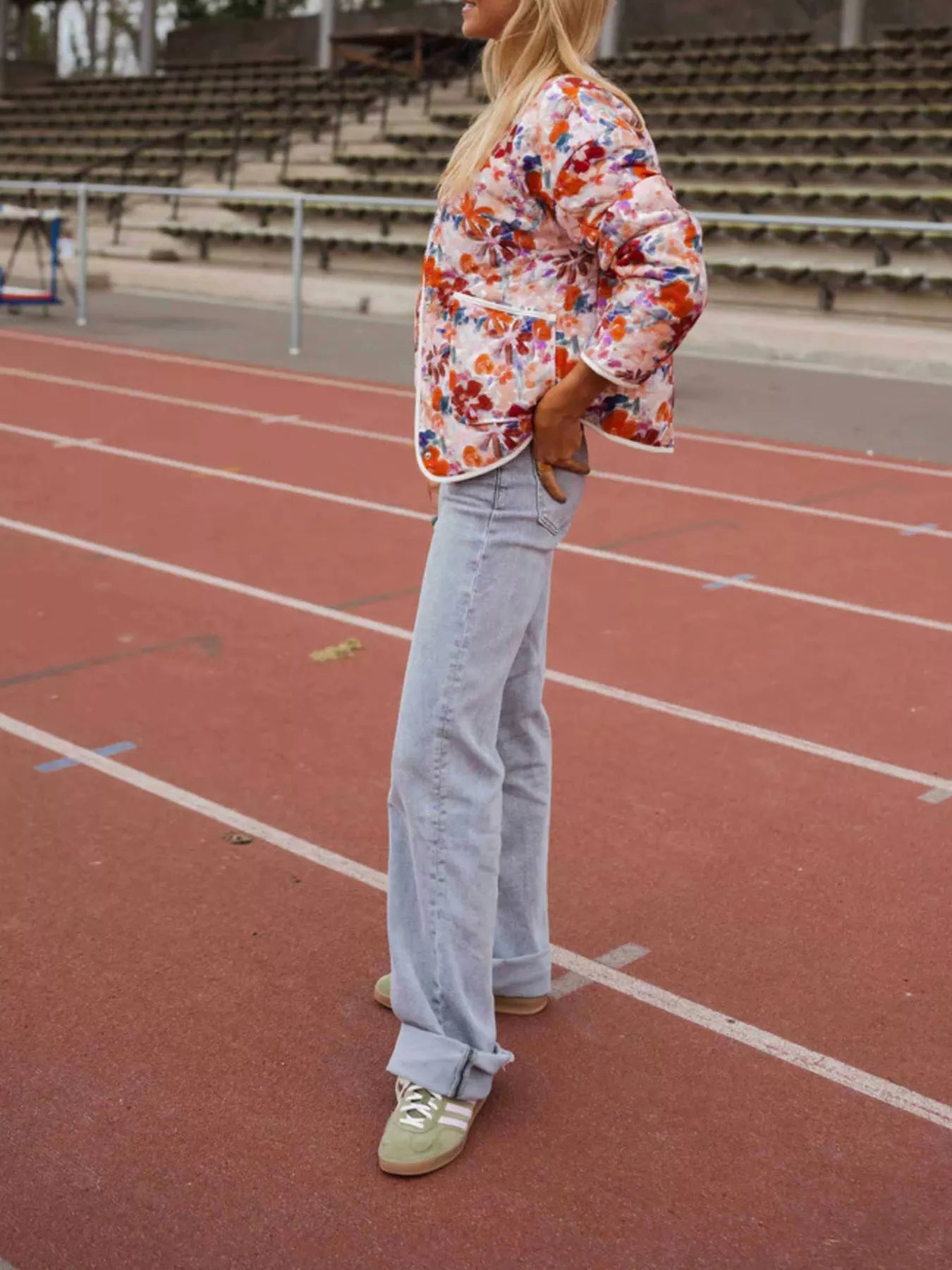 Floral Print Quilted Lightweight Outerwear