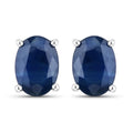 1.90 Carat Genuine Blue Sapphire 14K White Gold Earrings