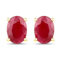 1.70 Carat Genuine Ruby 14K Yellow Gold Earrings