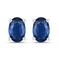 1.04 Carat Genuine Blue Sapphire 14K White Gold Earrings