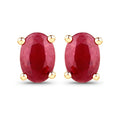 0.96 Carat Genuine Ruby 14K Yellow Gold Earrings