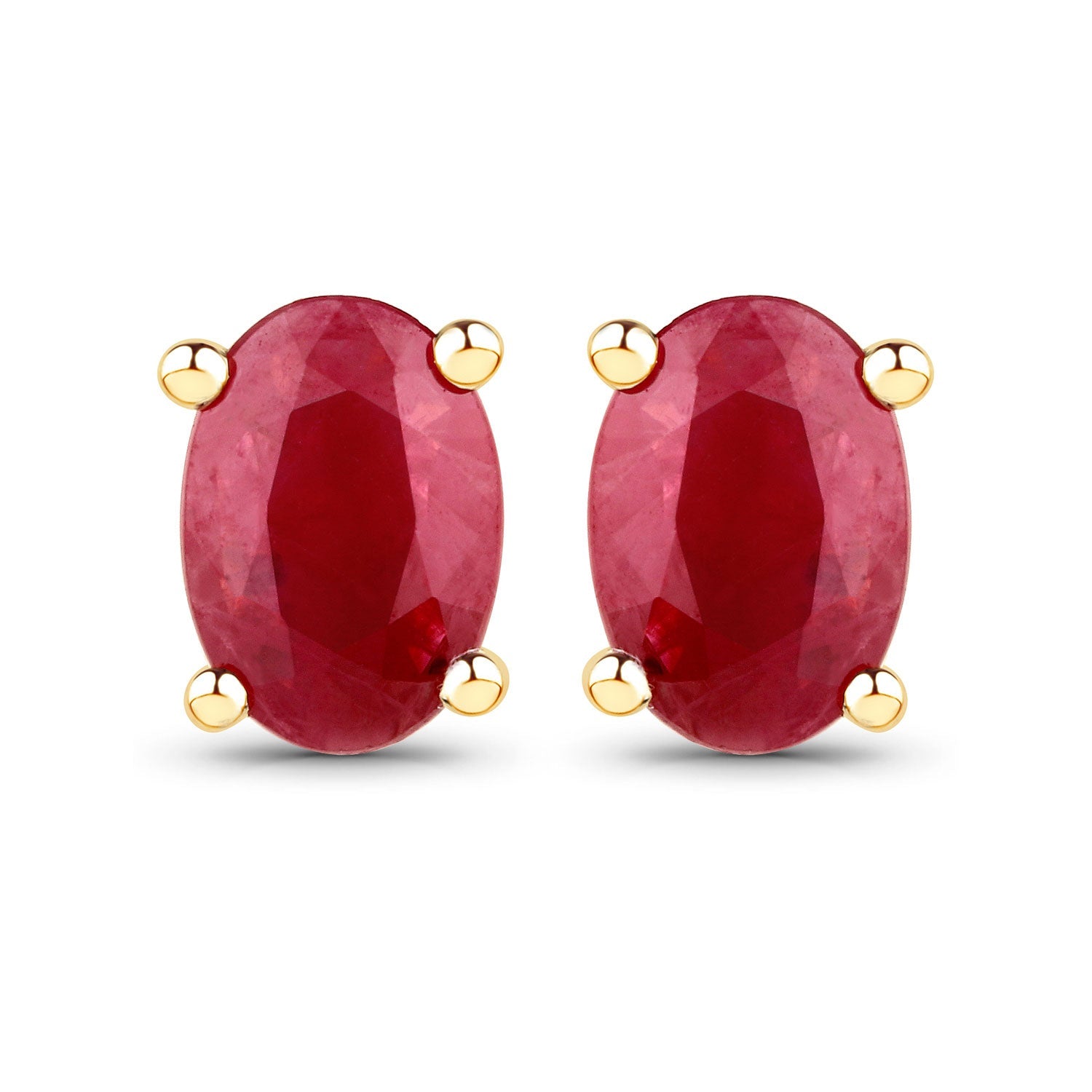 0.96 Carat Genuine Ruby 14K Yellow Gold Earrings
