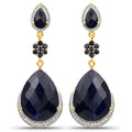 30.04 Carat Dyed Sapphire, Blue Sapphire and White Topaz .925 Sterling Silver Earrings