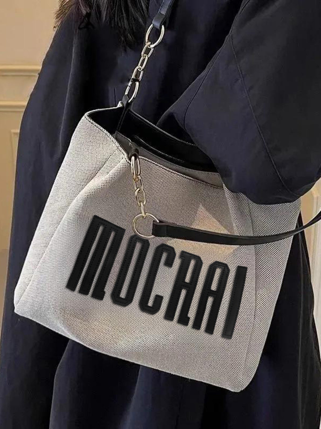 Letter Canvas Shoulder Bag